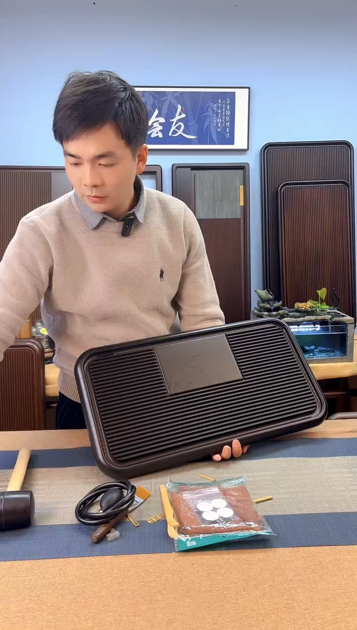 【闪购商品】凌龙黑色款式茶盘60*32*4