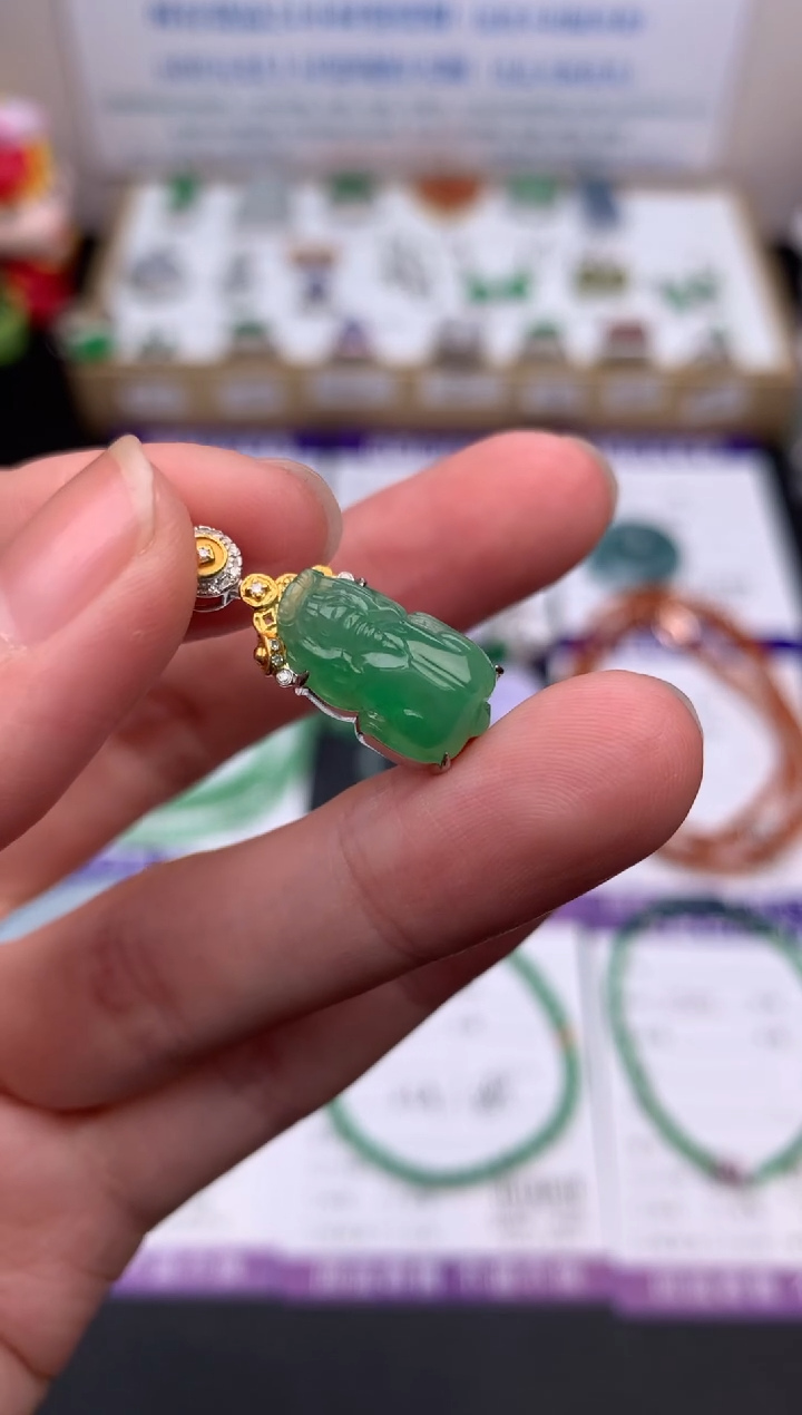 【闪购商品】定制翡翠18K金镶嵌模式推广期24小时鉴赏期