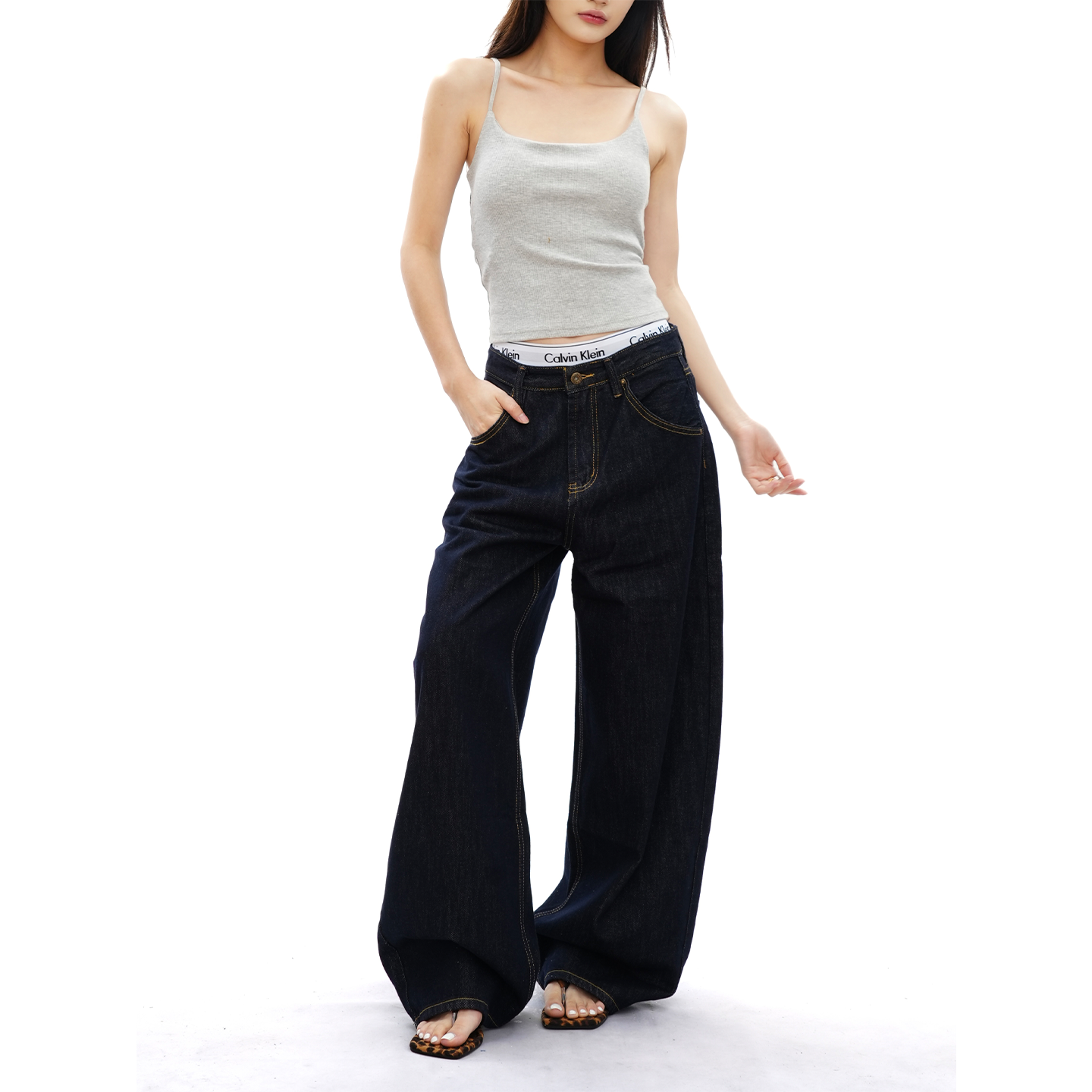 S3T5美式复古直筒丹宁牛仔裤男女新款百搭宽松阔腿松弛感休闲裤子