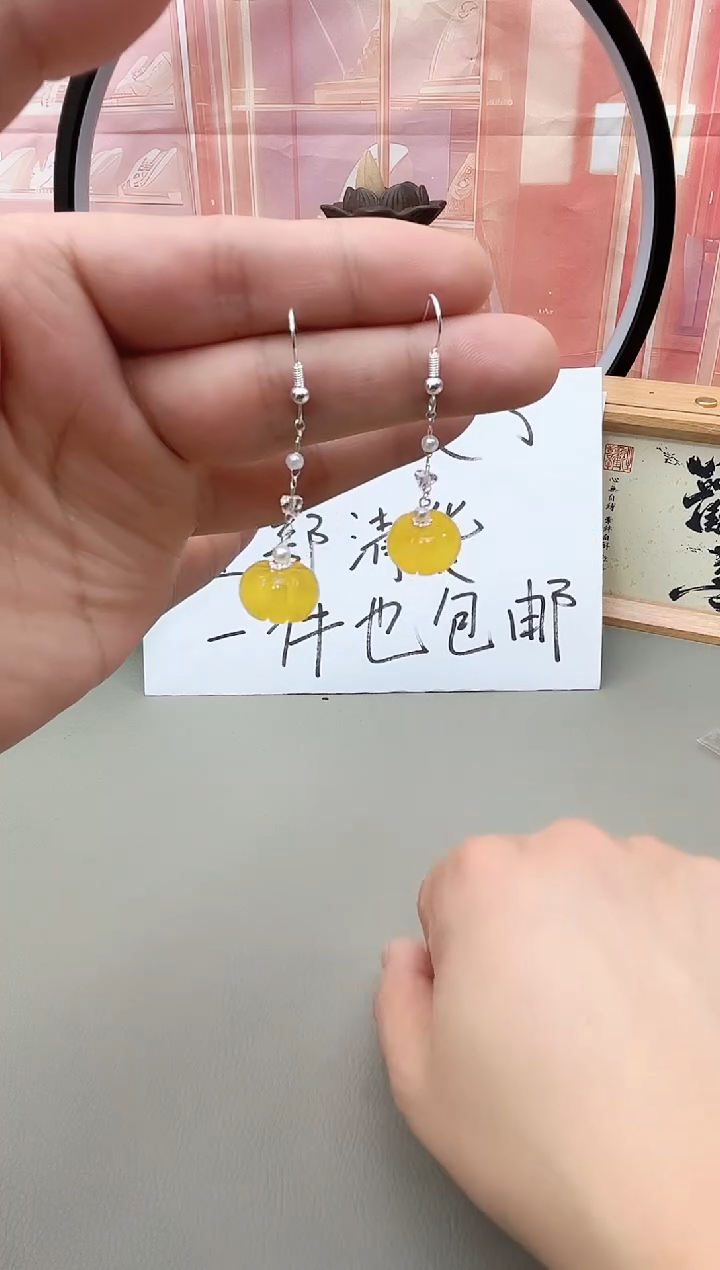 银S925镶嵌耳坠玛瑙/玉髓h652