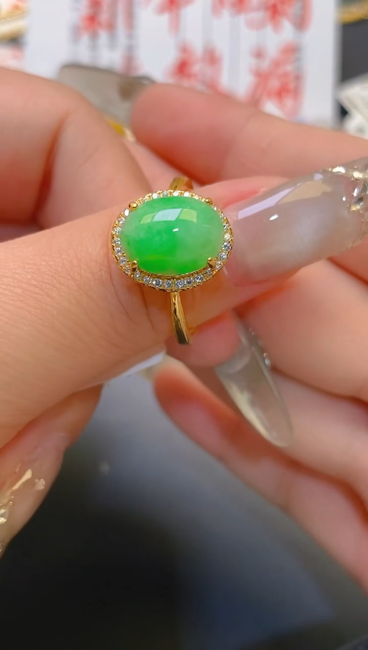 【闪购商品】翡翠耳饰银S925镶嵌天然A货翡翠1