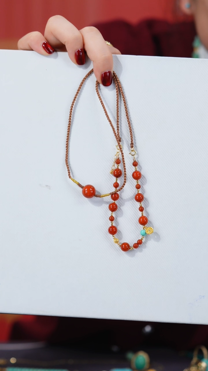 【闪购商品】南红玛瑙项链18K金镶嵌1