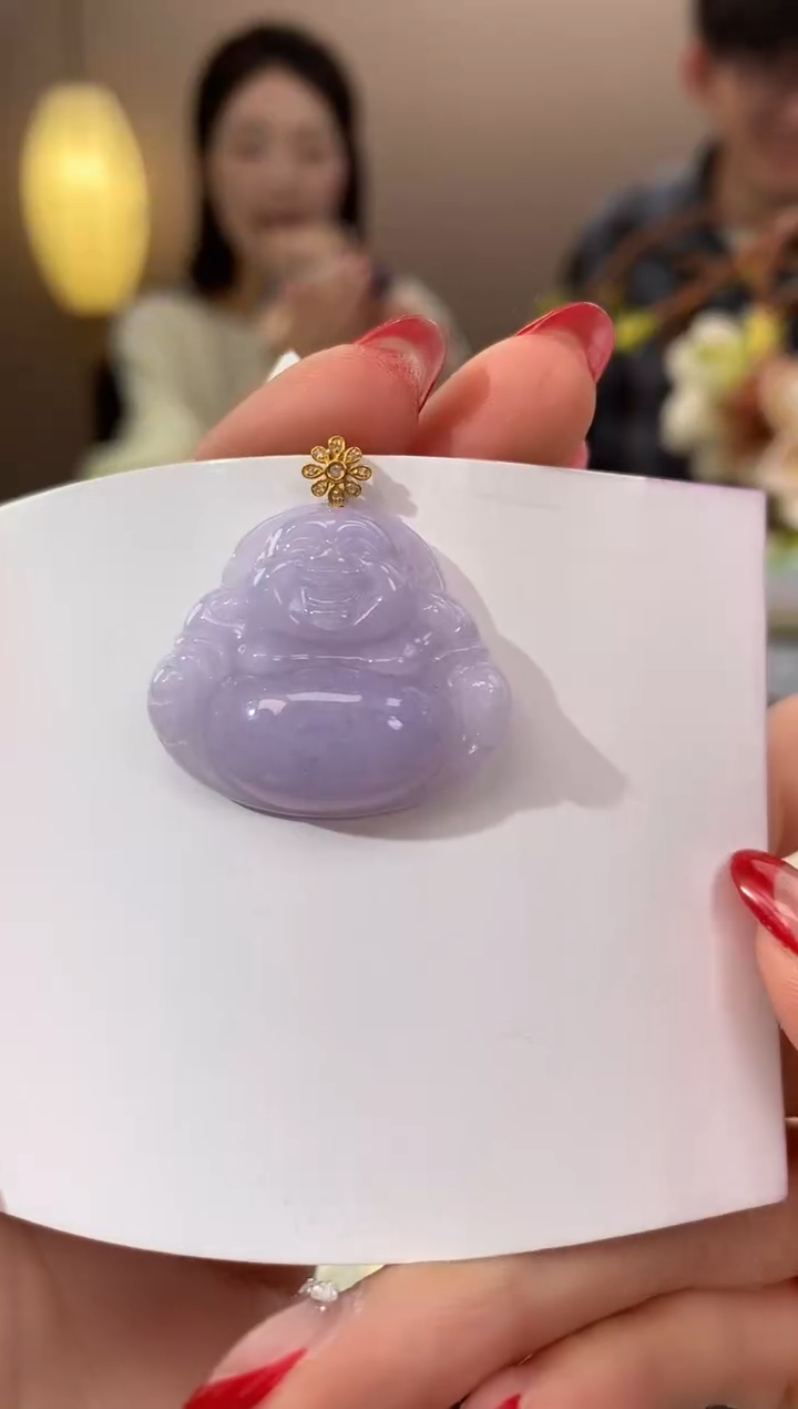 【闪购商品】翡翠颈饰18K金镶嵌天然缅甸a货翡翠