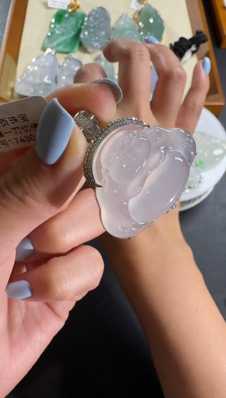 【闪购商品】翡翠吊坠(不含链)18K金镶嵌【源头工厂】钻石镶嵌