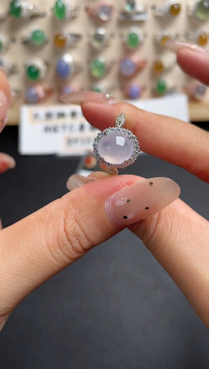 【闪购商品】翡翠银S925镶嵌戒指一物一证一礼盒