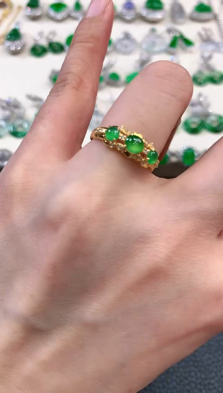 【闪购商品】翡翠戒指18K金镶嵌n19