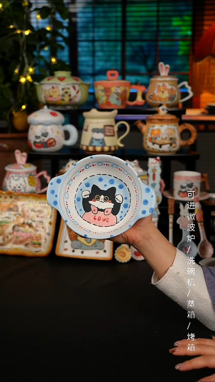 陶瓷无盖款景德镇高温釉下彩纯手绘创意瓷 默认微瑕 不退不换