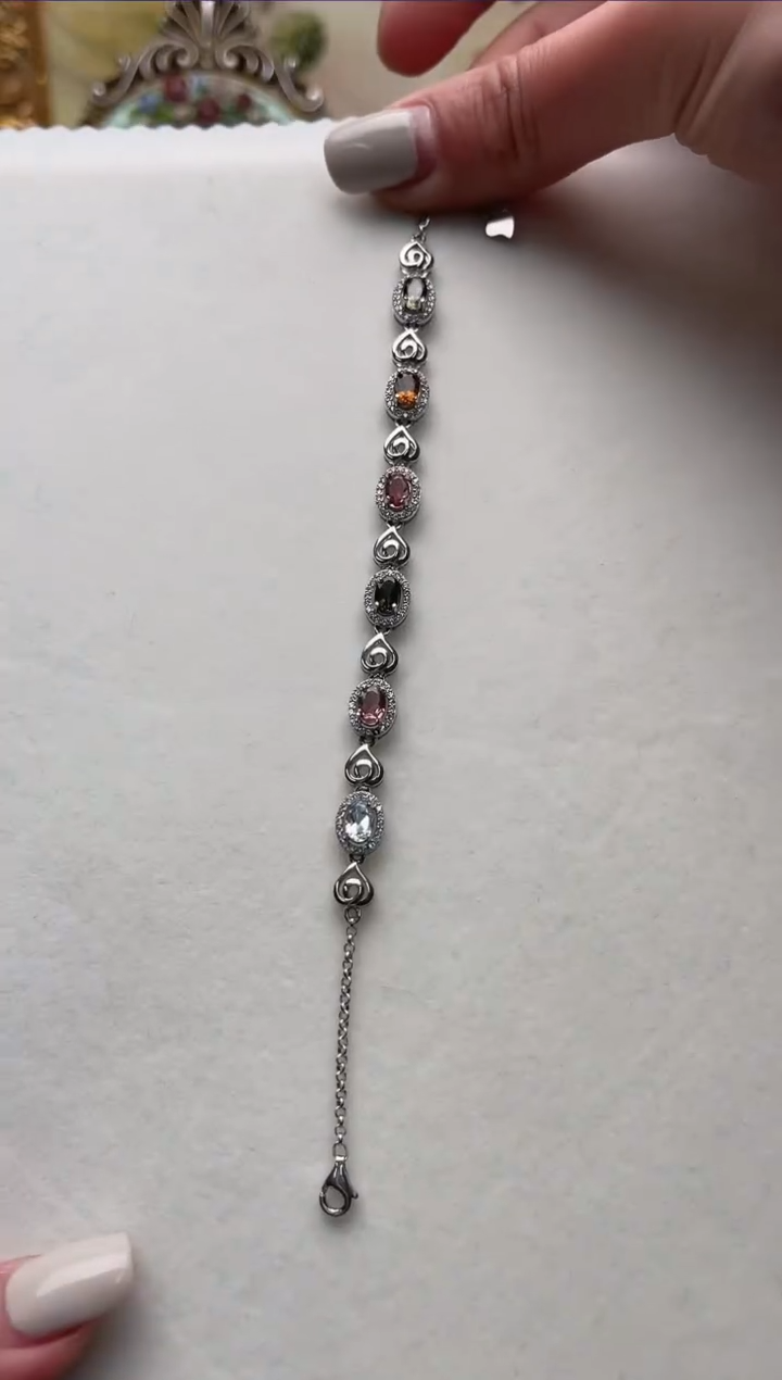 【闪购商品】碧玺手链银S925镶嵌as1507手链