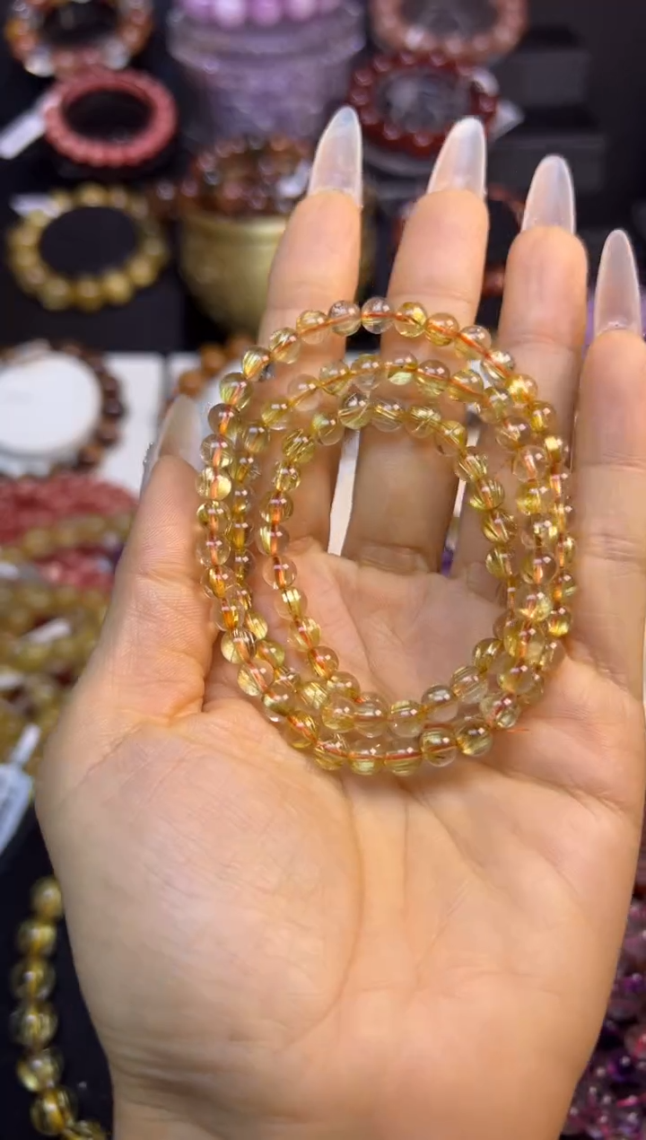 未镶嵌手串水晶金发晶三圈5.8mm