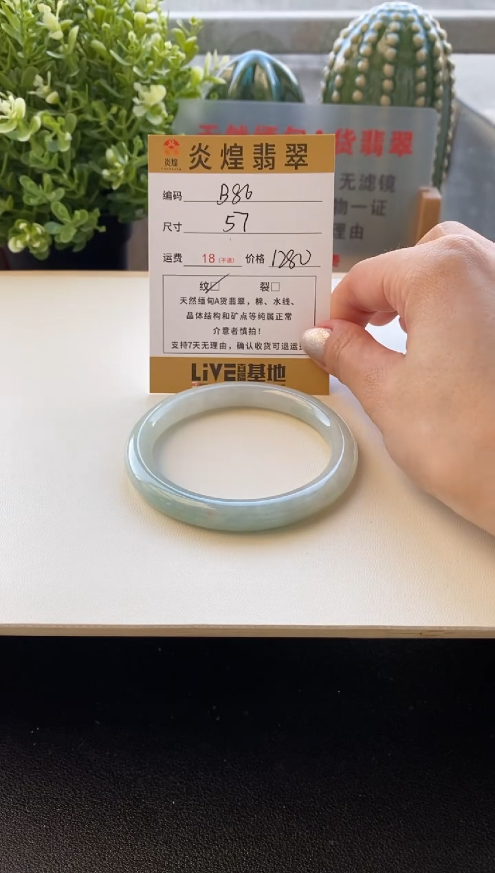 未镶嵌手镯翡翠57圈口编码B86