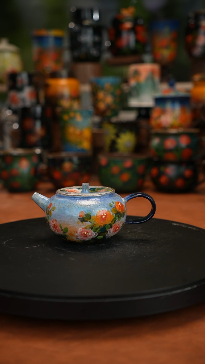 紫砂油画手绘釉下彩