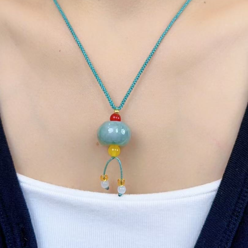 天然翡翠A货事事如意路路通吊坠直径17+高12+送绳（多样性发其一）