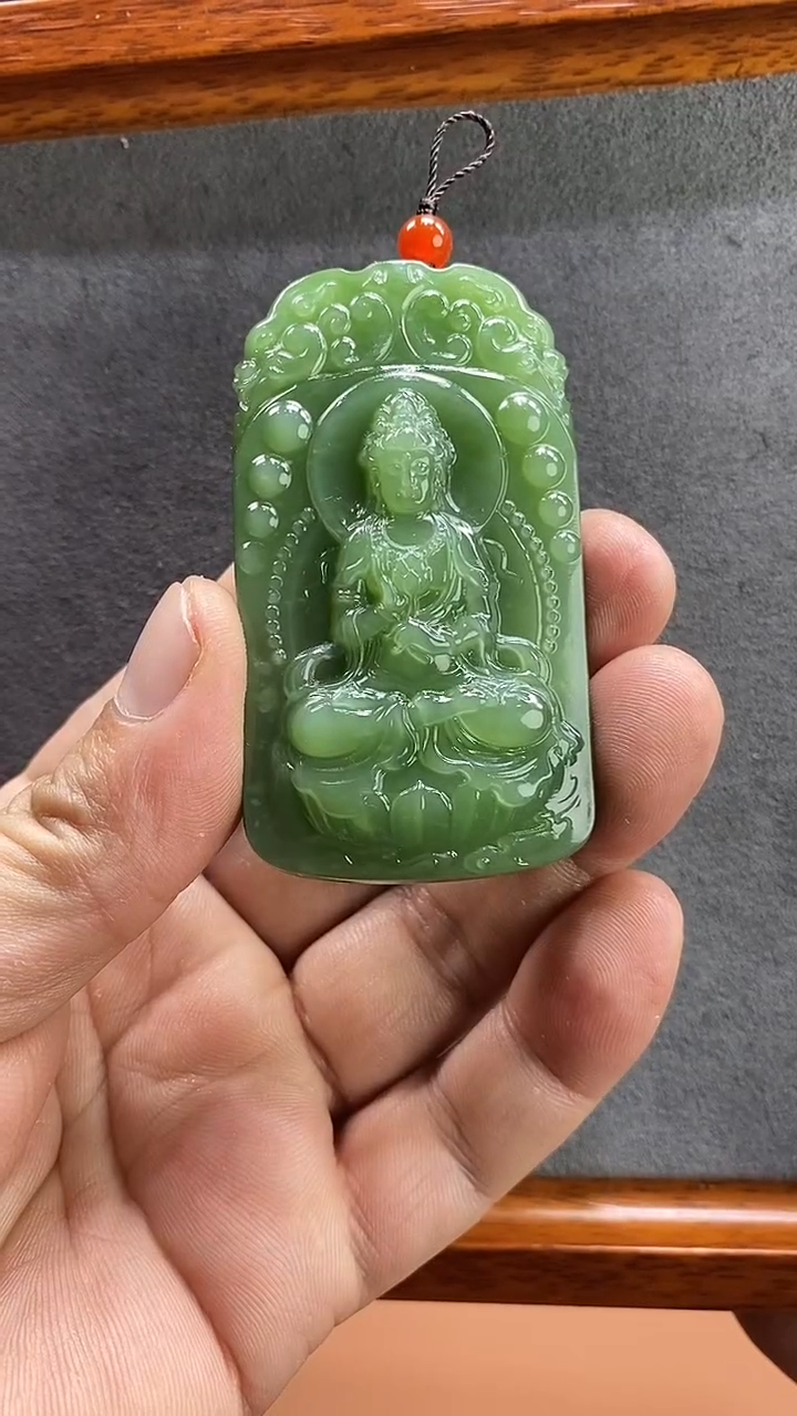 【闪购商品】和田玉（碧玉）吊坠(不含链)未镶嵌精品和田玉碧玉观音