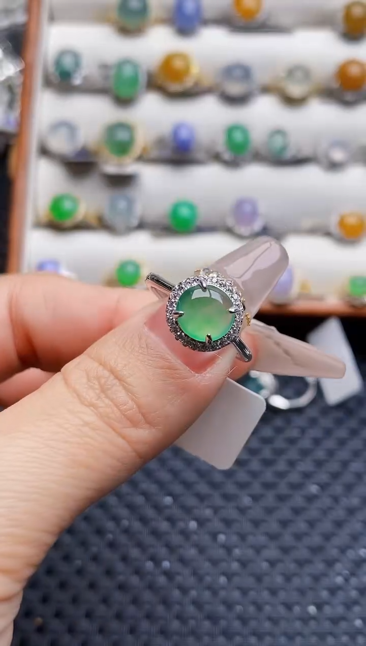 银S925镶嵌戒指翡翠8345