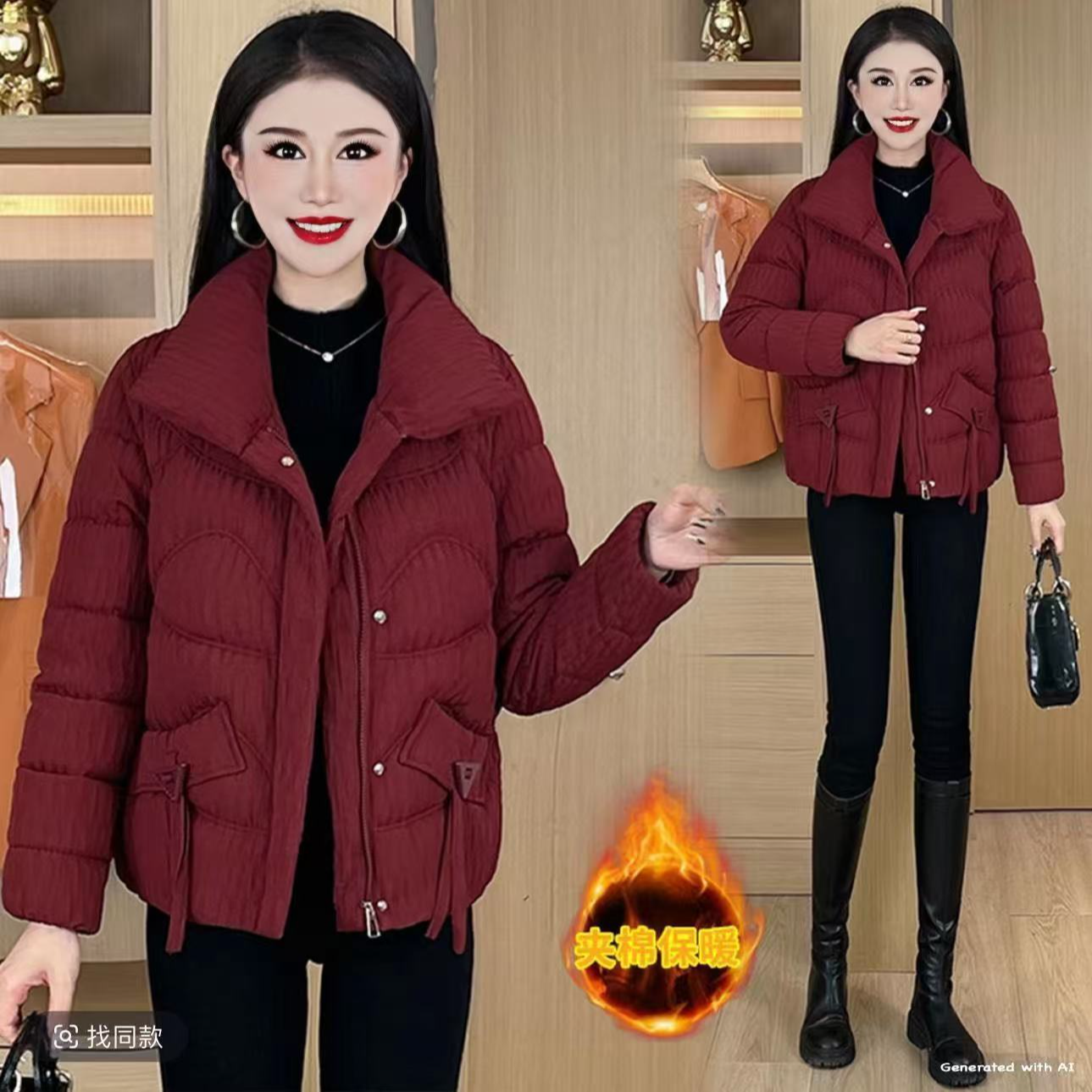 短款立领保暖修身型常规棉服棉衣宽松冬季夹棉大码