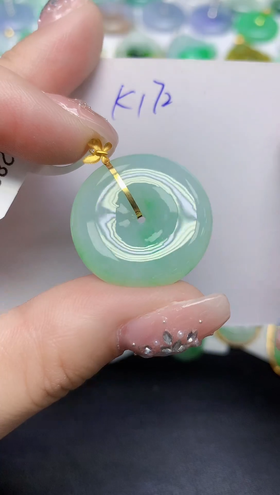 颈饰18K金镶嵌翡翠天然缅甸翡翠A货翡翠百元以上9元证书费自理