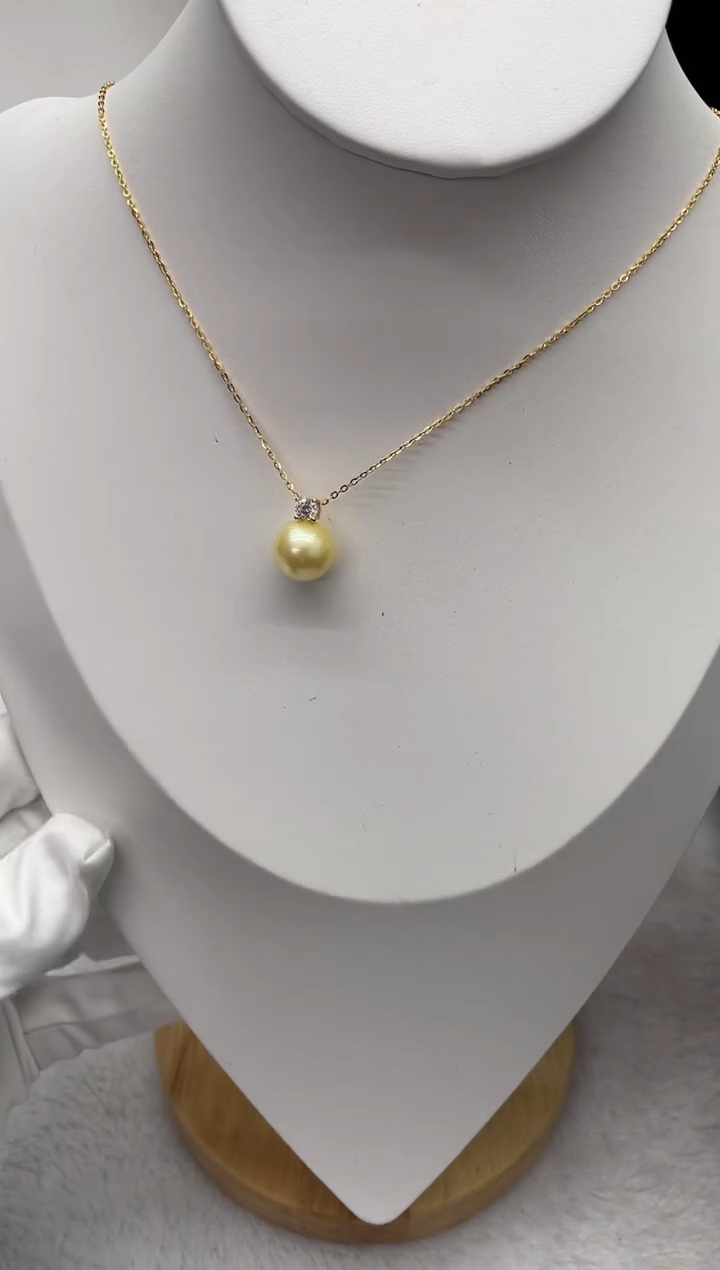 【闪购商品】海水珍珠吊坠(赠链)未镶嵌南洋金珠戴妃11-12mm