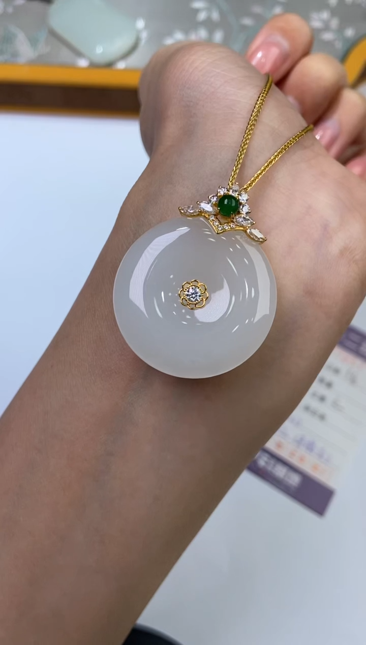 【闪购商品】和田玉挂件18K金镶嵌277256/平安扣  多样性一件发