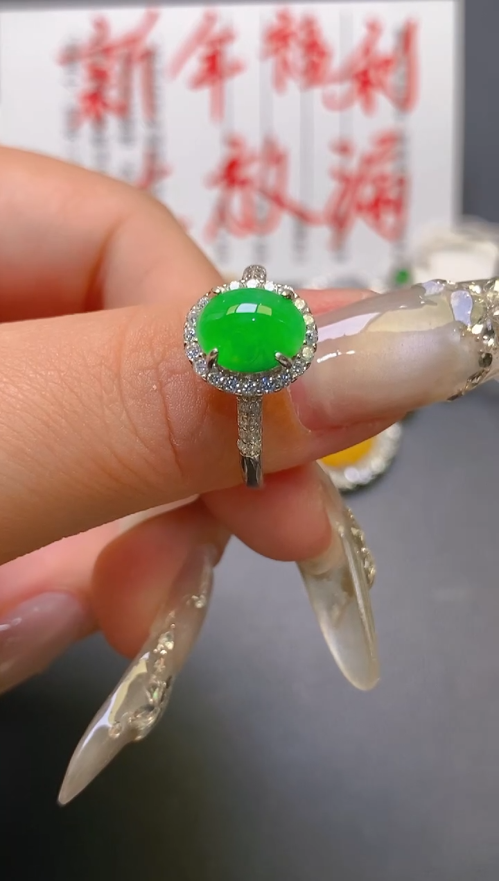 【闪购商品】翡翠耳饰银S925镶嵌天然A货翡翠1