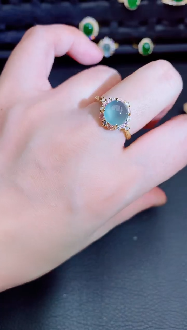 【闪购商品】翡翠戒指银S925镶嵌天然a货翡翠238