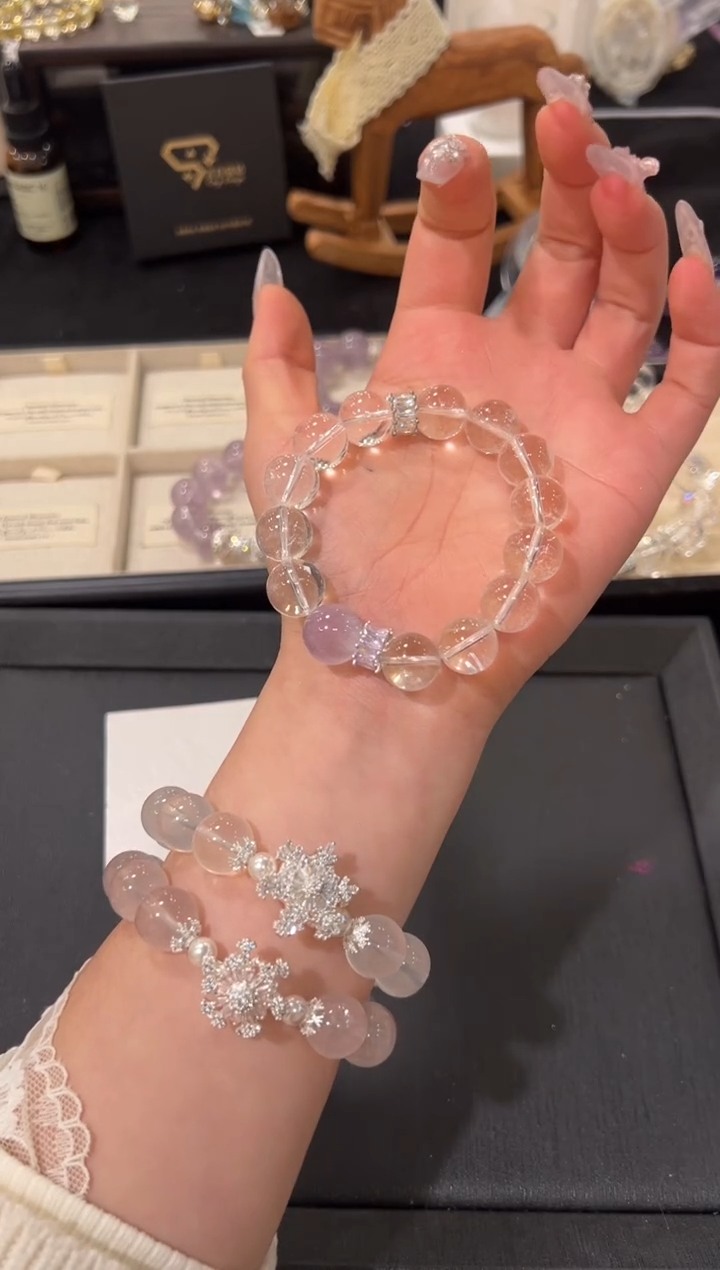 未镶嵌手链水晶白阿塞紫水设计款手串