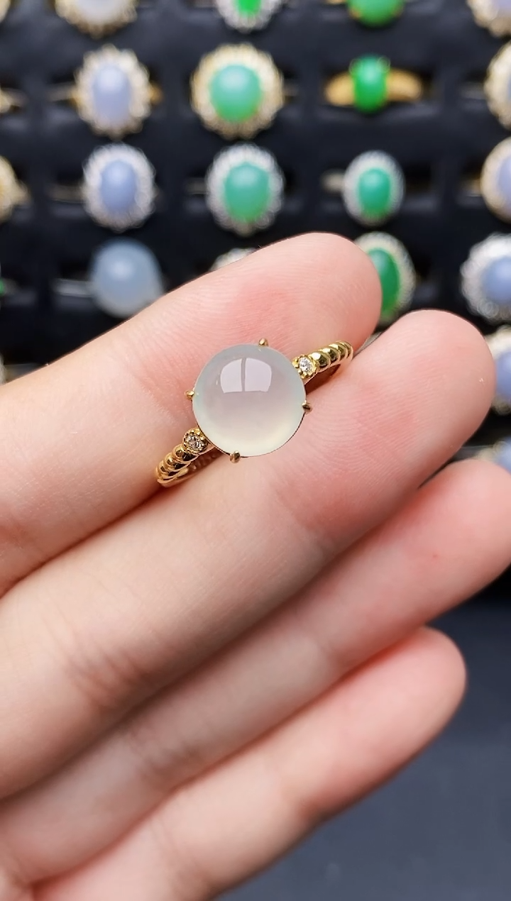 银S925镶嵌戒指翡翠7103链接天然缅甸翡翠A货