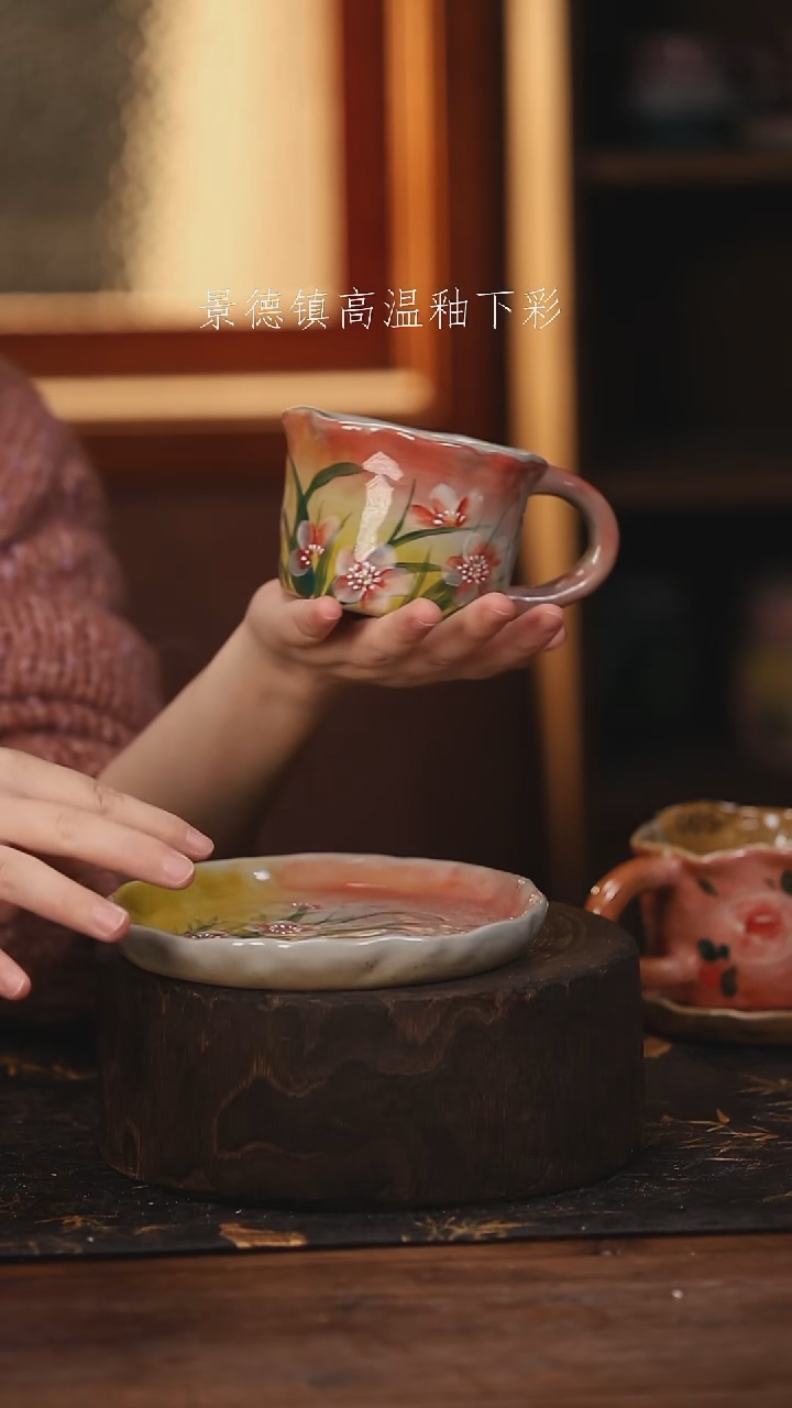 陶瓷景德镇高温釉下手绘陶瓷@L815@