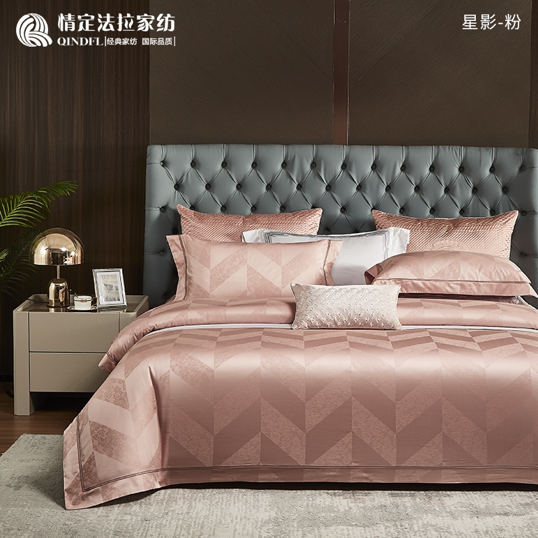 QINDFL/情定法拉【星影】140支（80*60）全棉长绒棉贡缎提花四件套