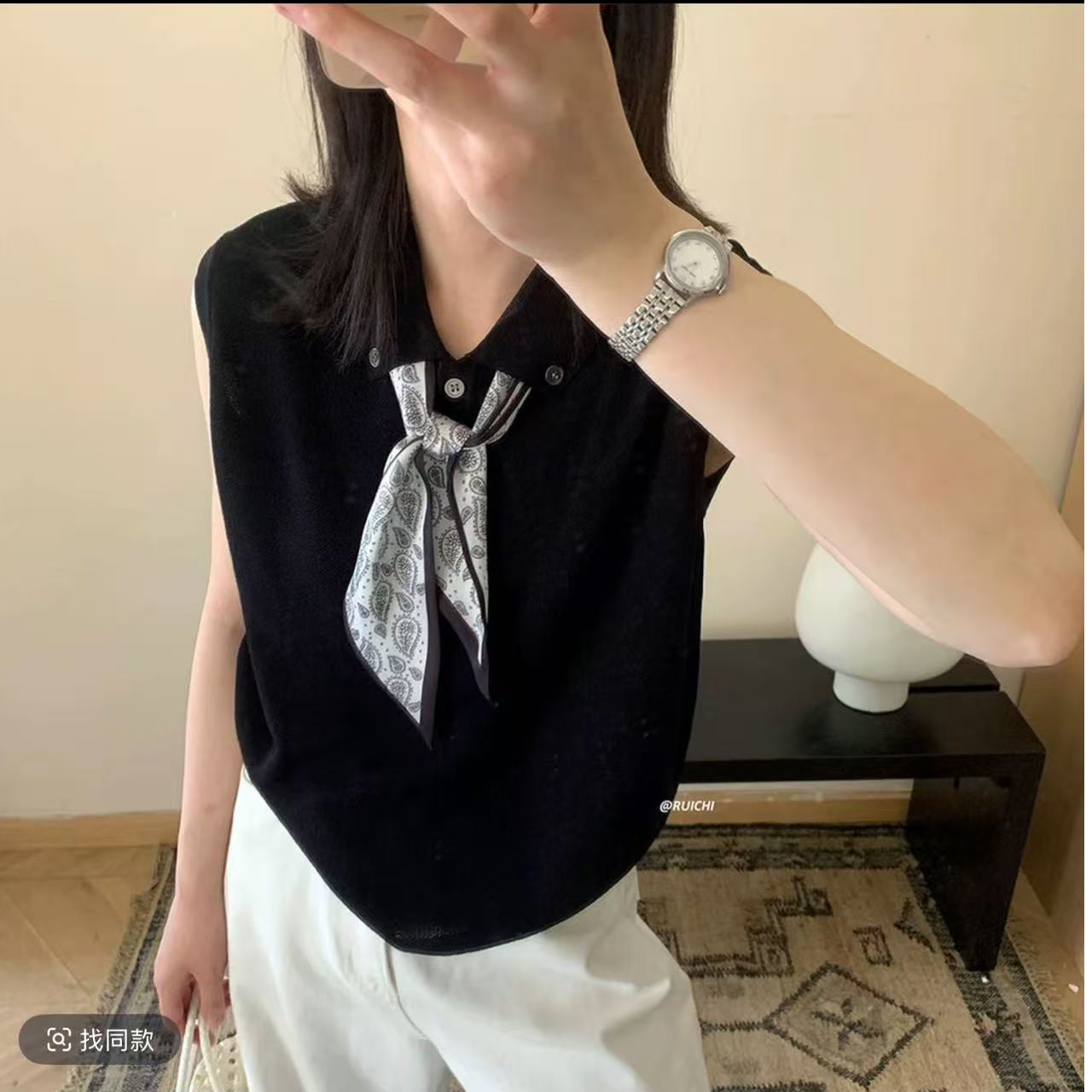 ZOZO-6898夏季新款女丝巾搭配桑蚕丝Polo针织减龄宽松上衣