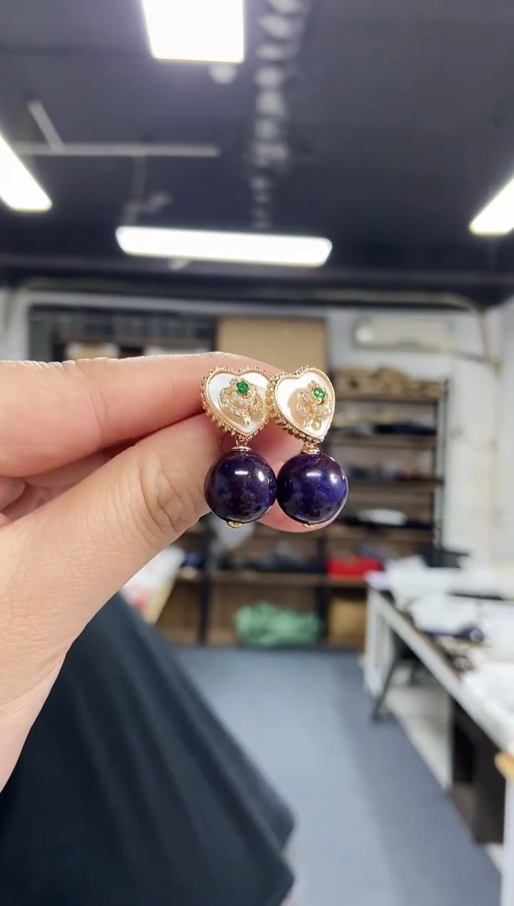 【闪购商品】苏纪石（舒俱来）耳饰未镶嵌多样性发其一颜色微差