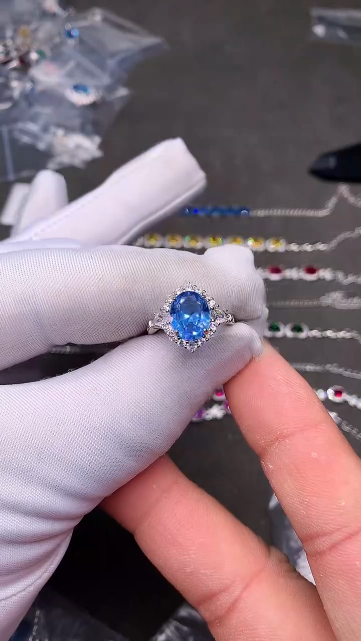 【闪购商品】海蓝宝石戒圈银S925镶嵌.....