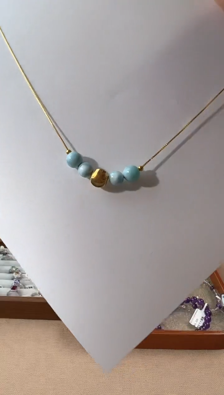 【闪购商品】针钠钙石（海纹石）颈饰银S925镶嵌KT24031714