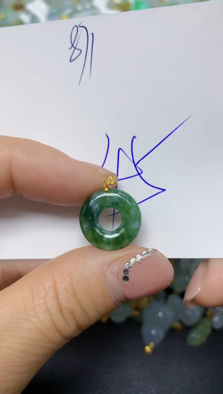 【闪购商品】翡翠挂件18K金镶嵌 天然翡翠A货