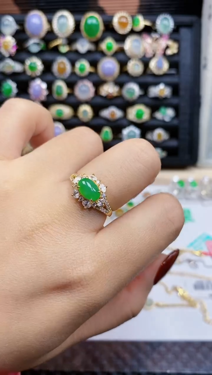 银S925镶嵌戒指翡翠481