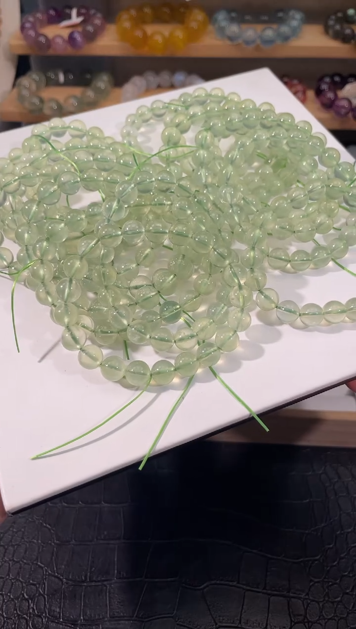 葡萄石未镶嵌手串多样性发一 绿葡萄 9-10