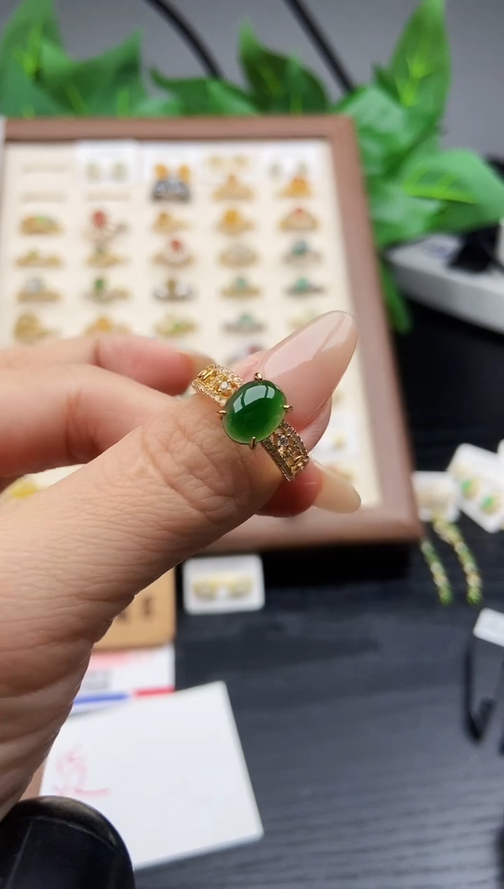 银S925镶嵌戒指翡翠12