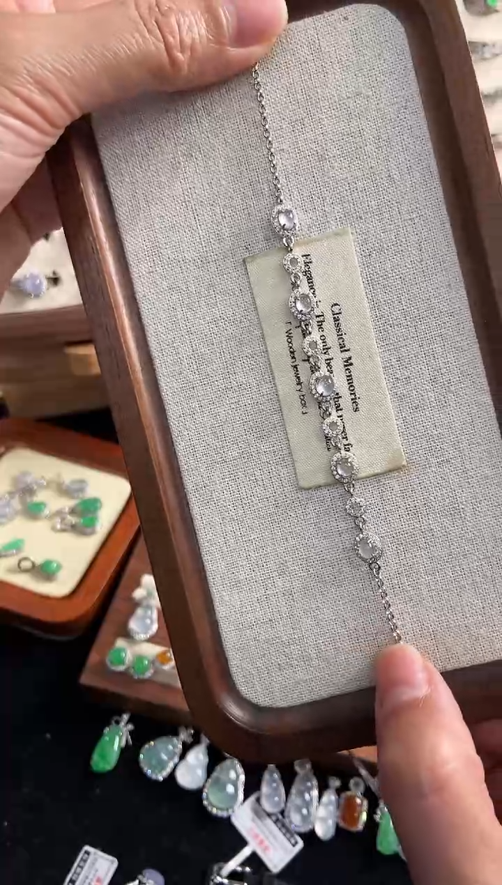 银S925镶嵌挂件翡翠手链