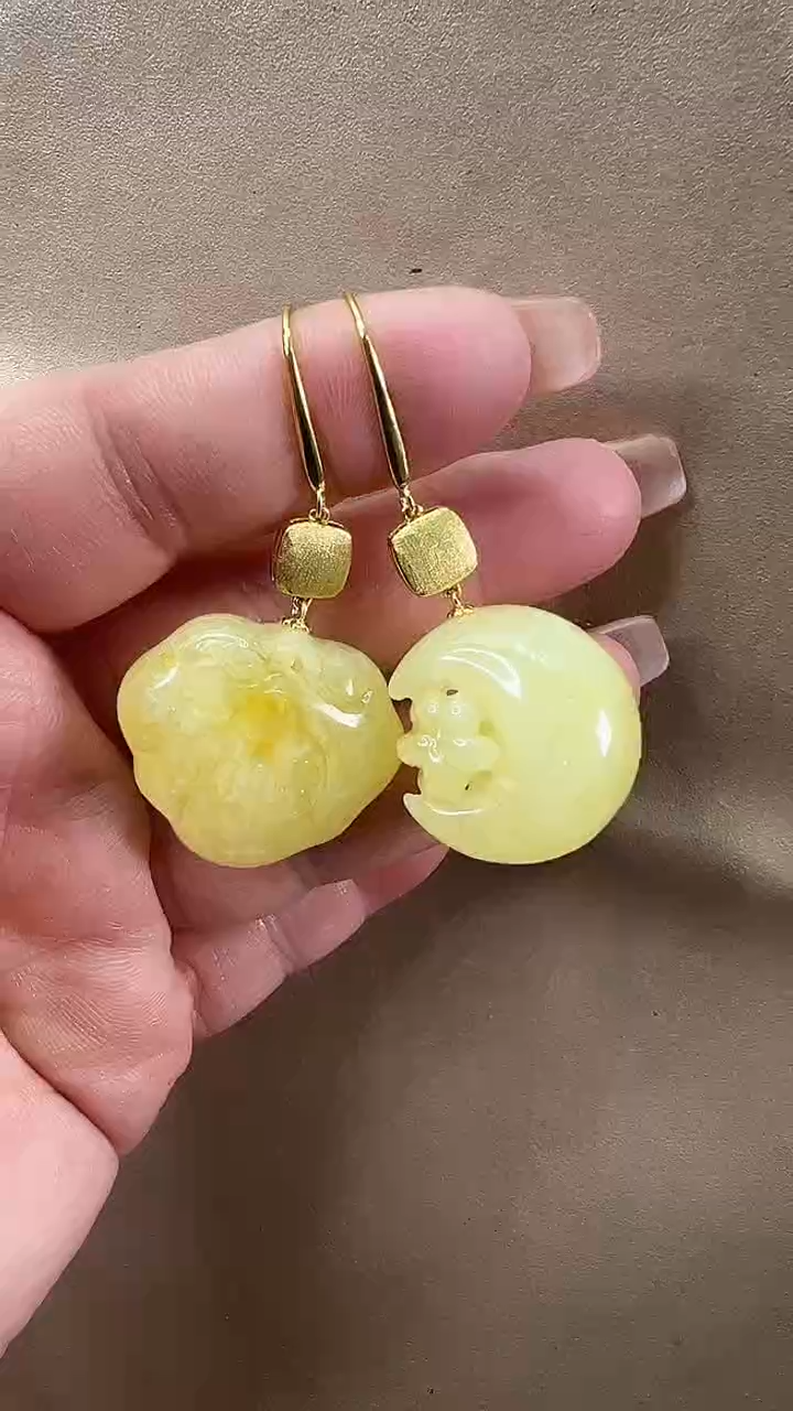 琥珀颈饰未镶嵌耳环