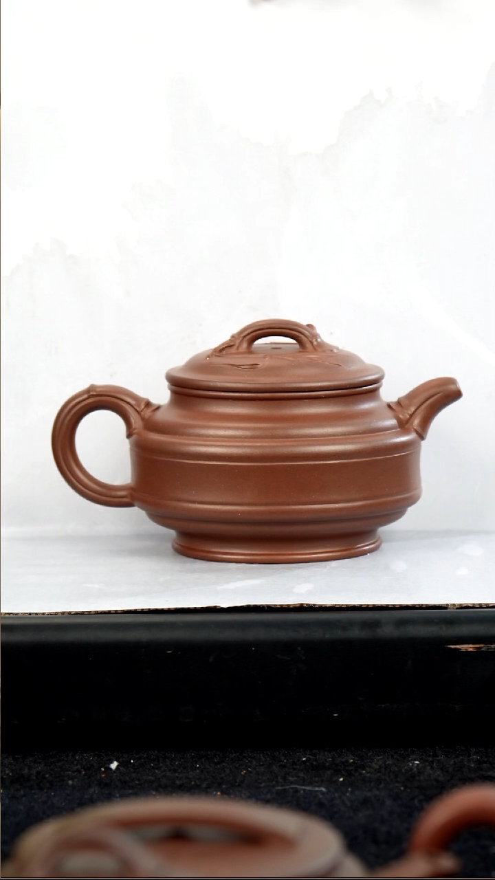 茶壶紫砂老紫泥双线竹鼓200