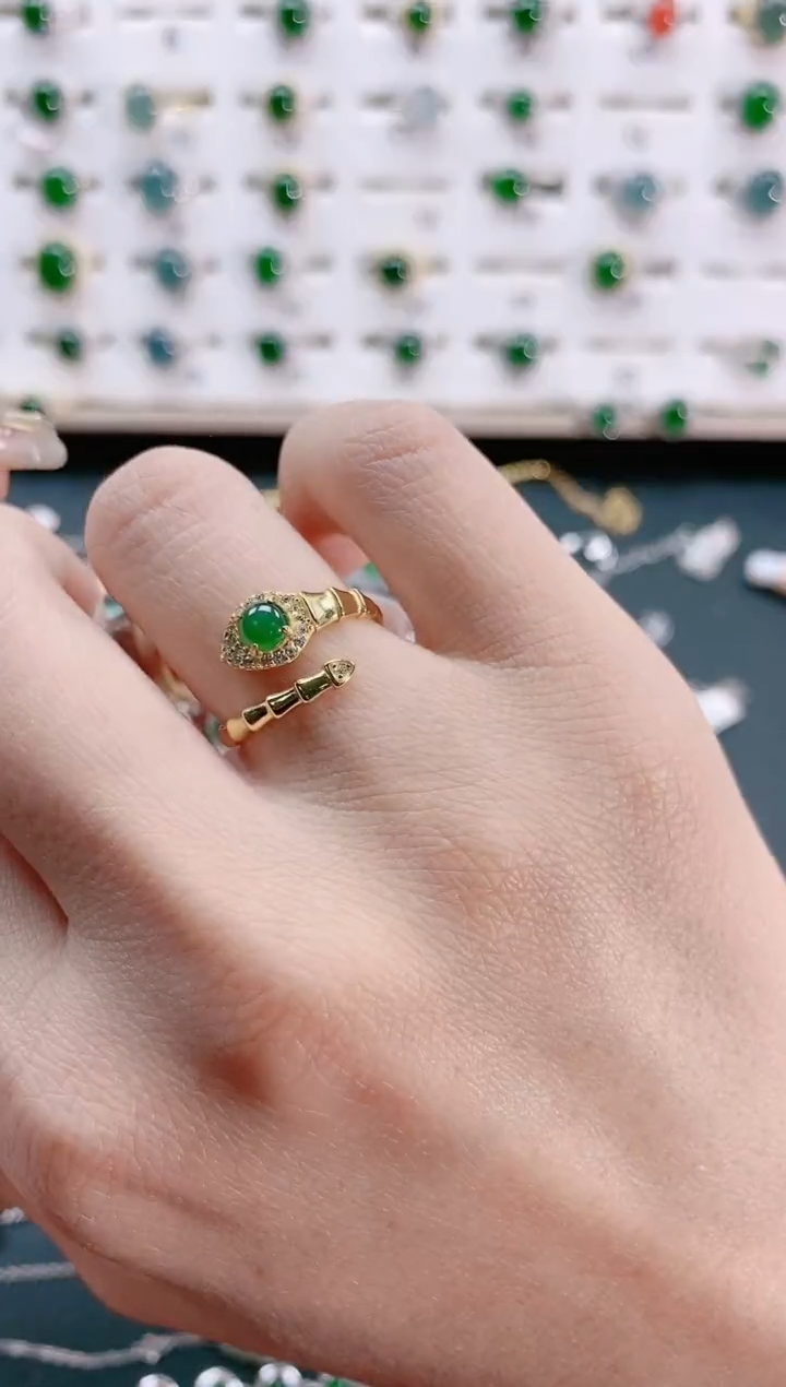 【闪购商品】翡翠戒指银S925镶嵌天然翡翠