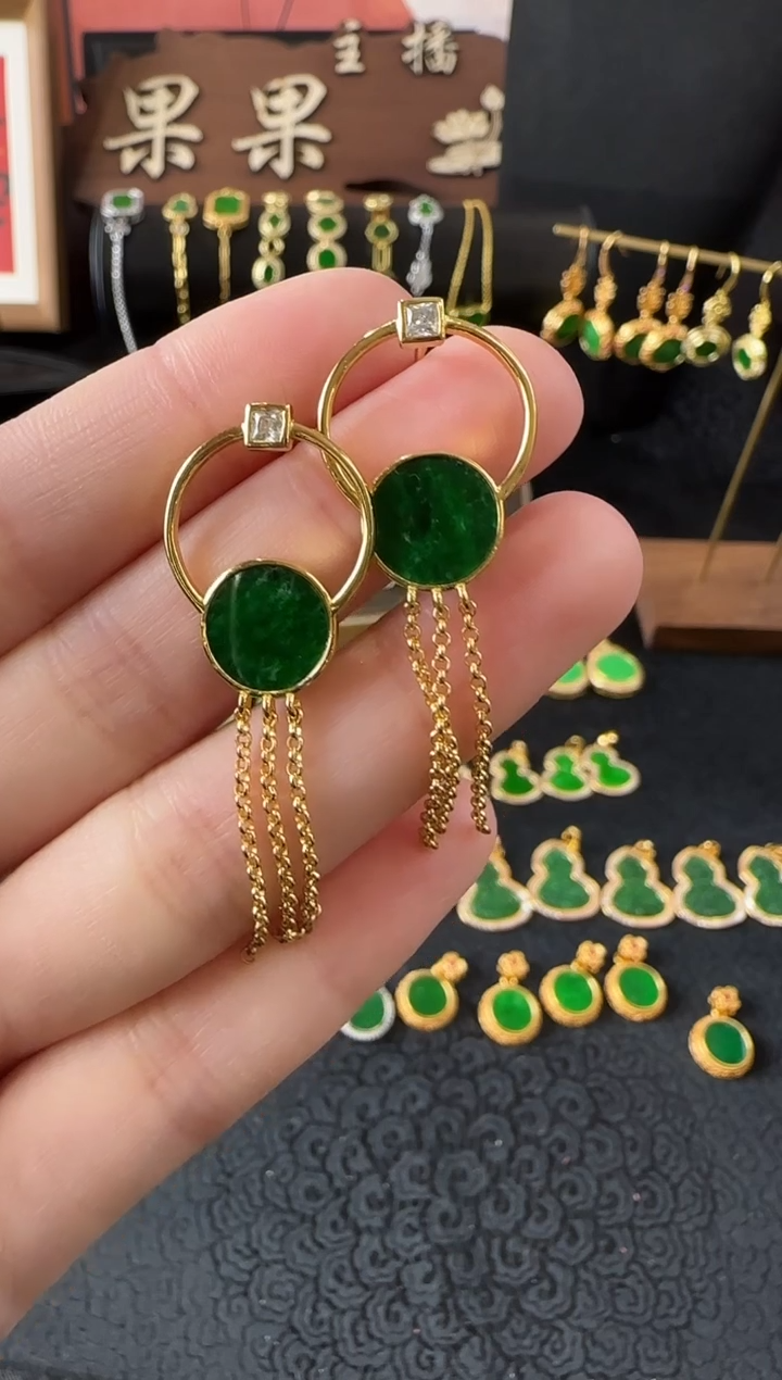 【闪购商品】翡翠耳饰银S925镶嵌耳饰