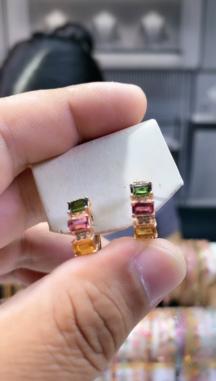 银S925镶嵌耳扣碧玺543354354354354