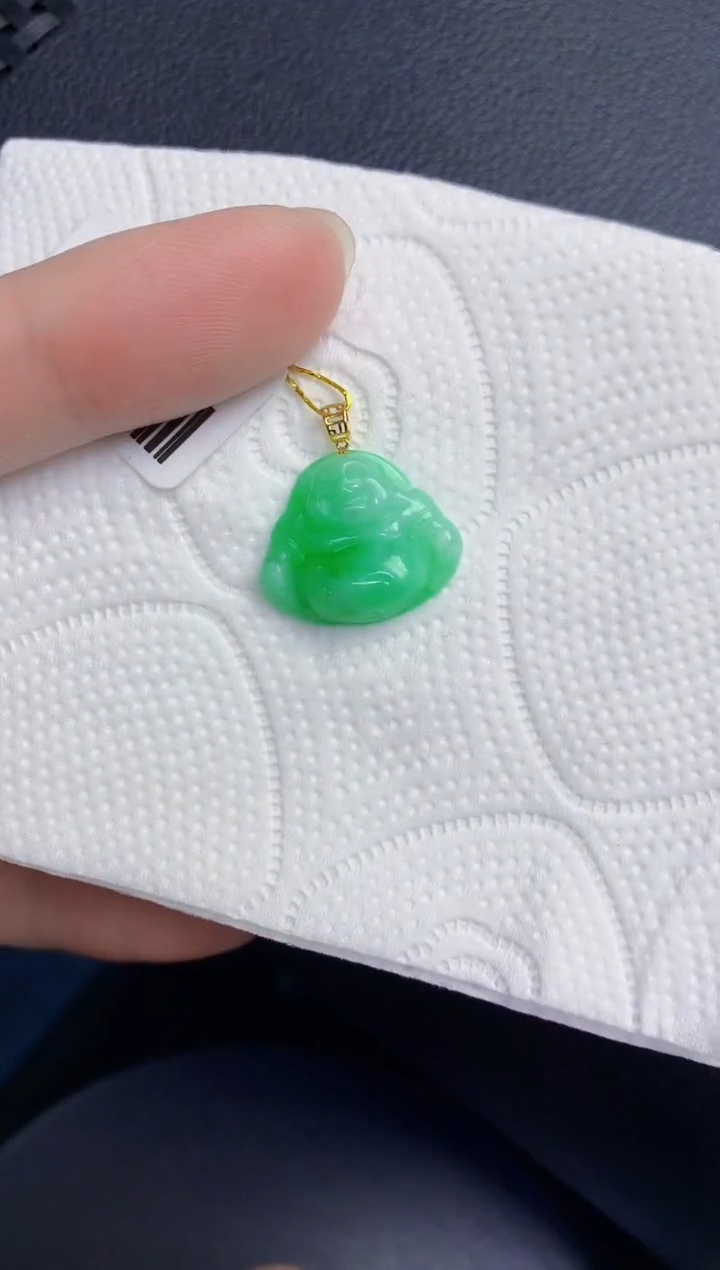 颈饰18K金镶嵌翡翠天然翡翠缅甸A货