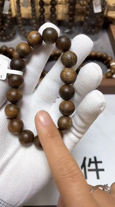 【闪购商品】沉香手串柬埔寨金丝菩萨棋沉香1.0圆珠沉水级老料