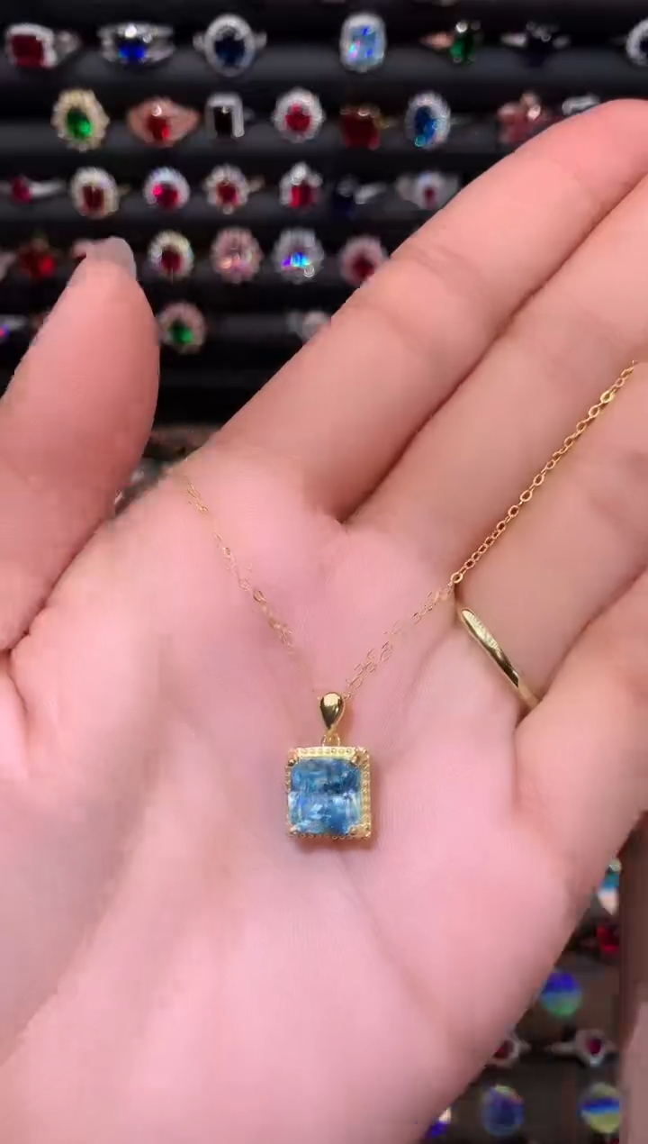 【闪购商品】海蓝宝石吊坠(赠链)银S925镶嵌1