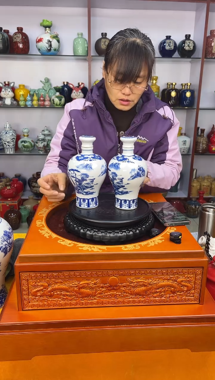 瓶瓷  1斤装青花梅瓶2个    陶瓷空酒坛