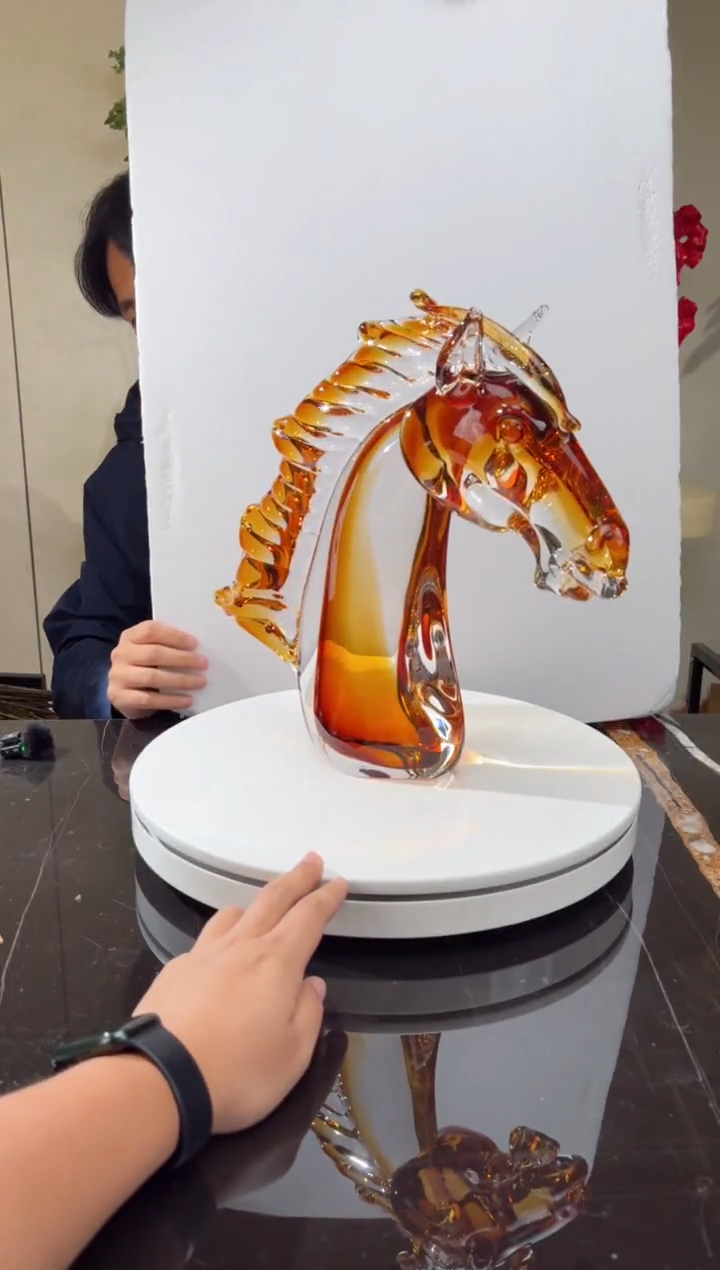 摆件CS0103027琥珀金马首艺术琉璃摆件