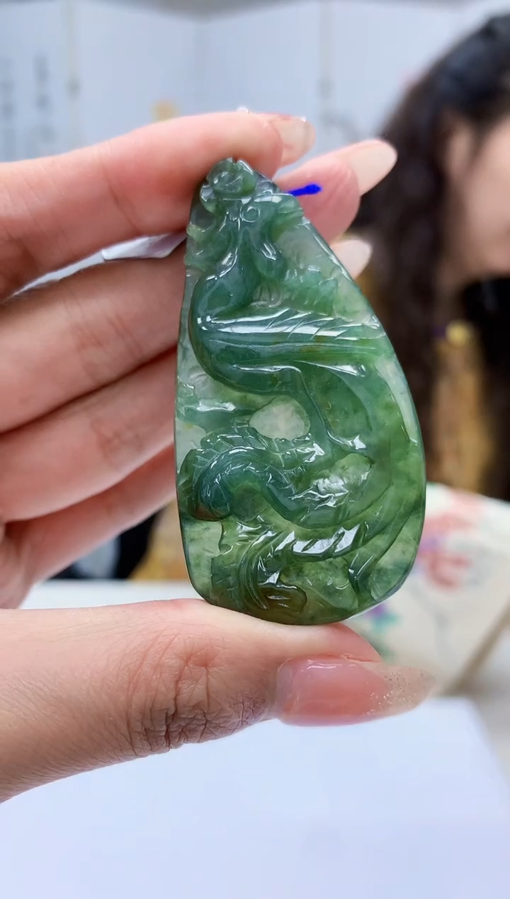 【闪购商品】定制翡翠未镶嵌4989mm-毛货挂件63