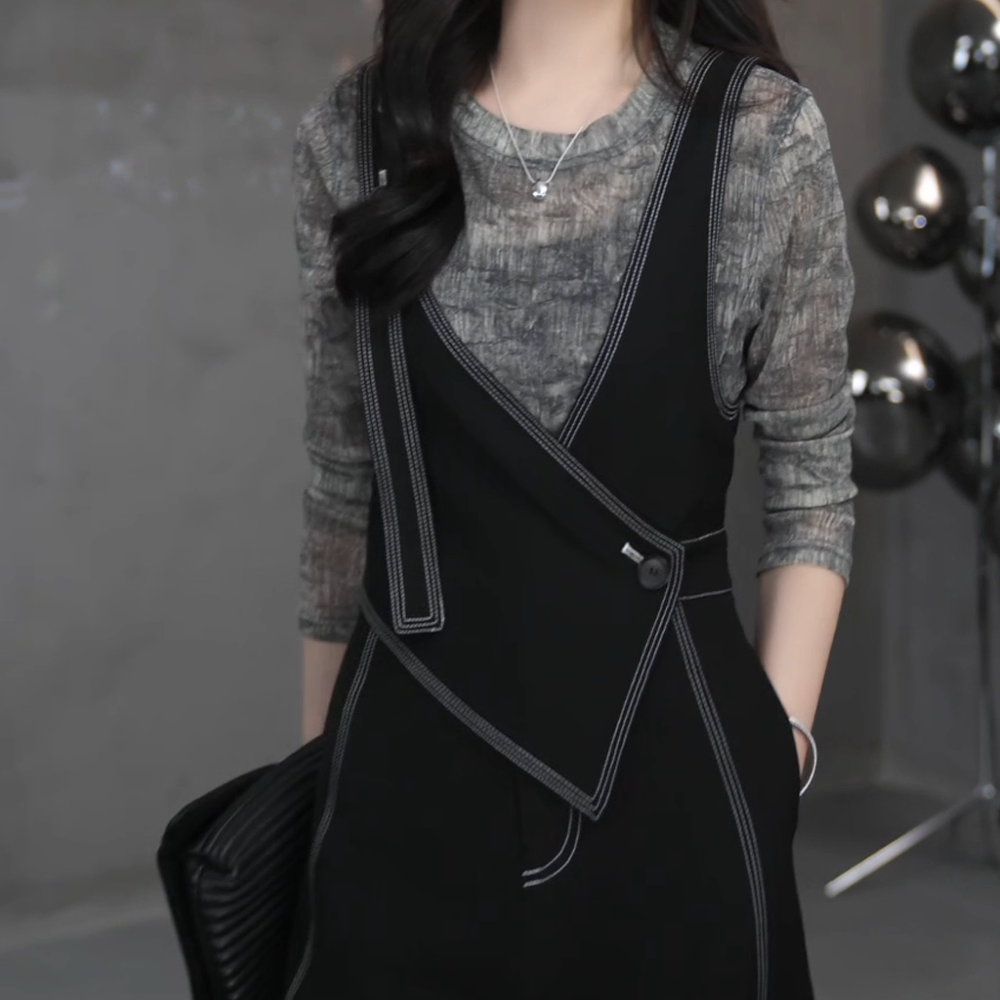 夏季抗皱百搭轻薄T恤女微透慵懒风气质上衣拼接显瘦洋气