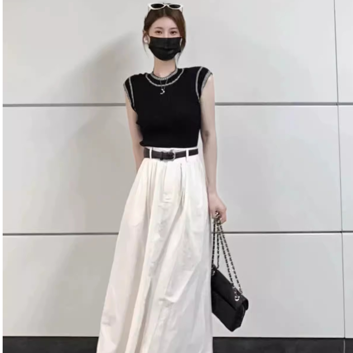 气质显瘦法式小香风连衣裙套装女C698